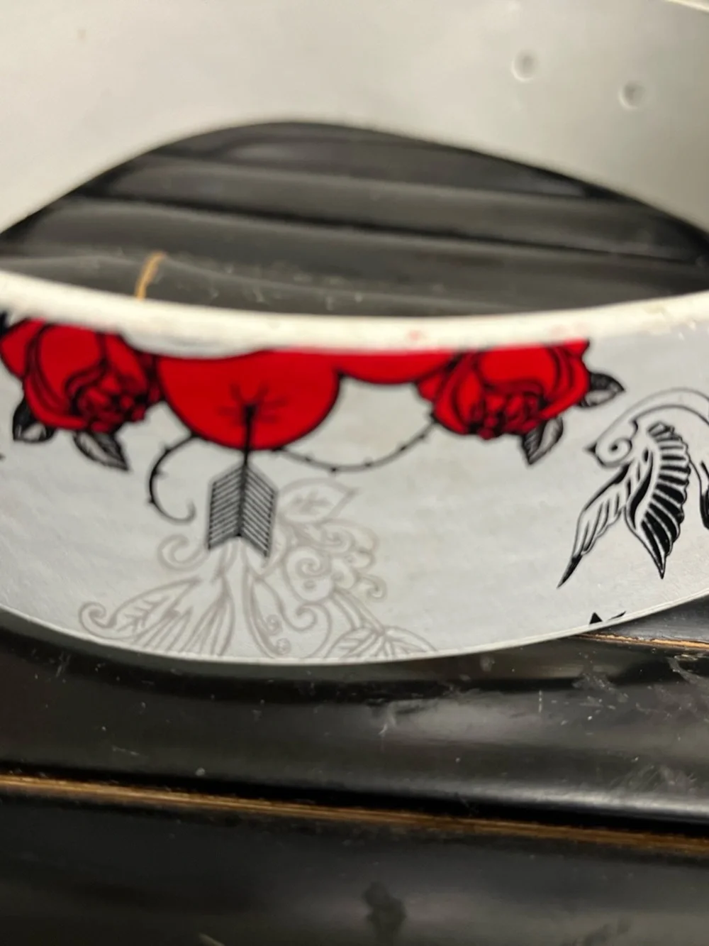 Ed Hardy White Belt with Red Heart & Rose Tattoo Print Small